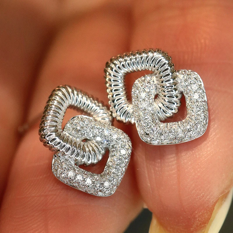 อาซูโอ วินเทจ จิวเวลรี่ 18K ทอ - Diamond Stud Earrings บทวิจารณ์และราคา