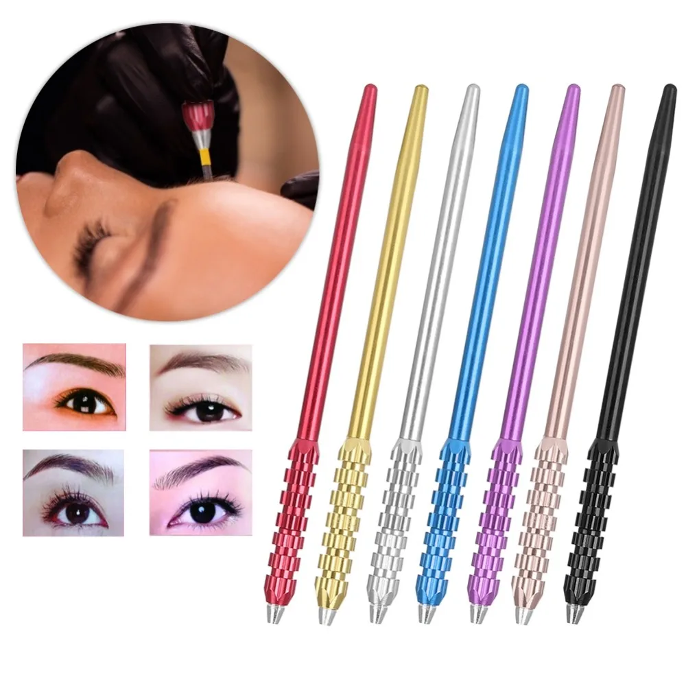 7 Color Eyebrow Tattoo Machine Profession Microblading Needle Tattoo Bump Stainless Steel Pen Semi Permanent Makeup Supply 2PCS