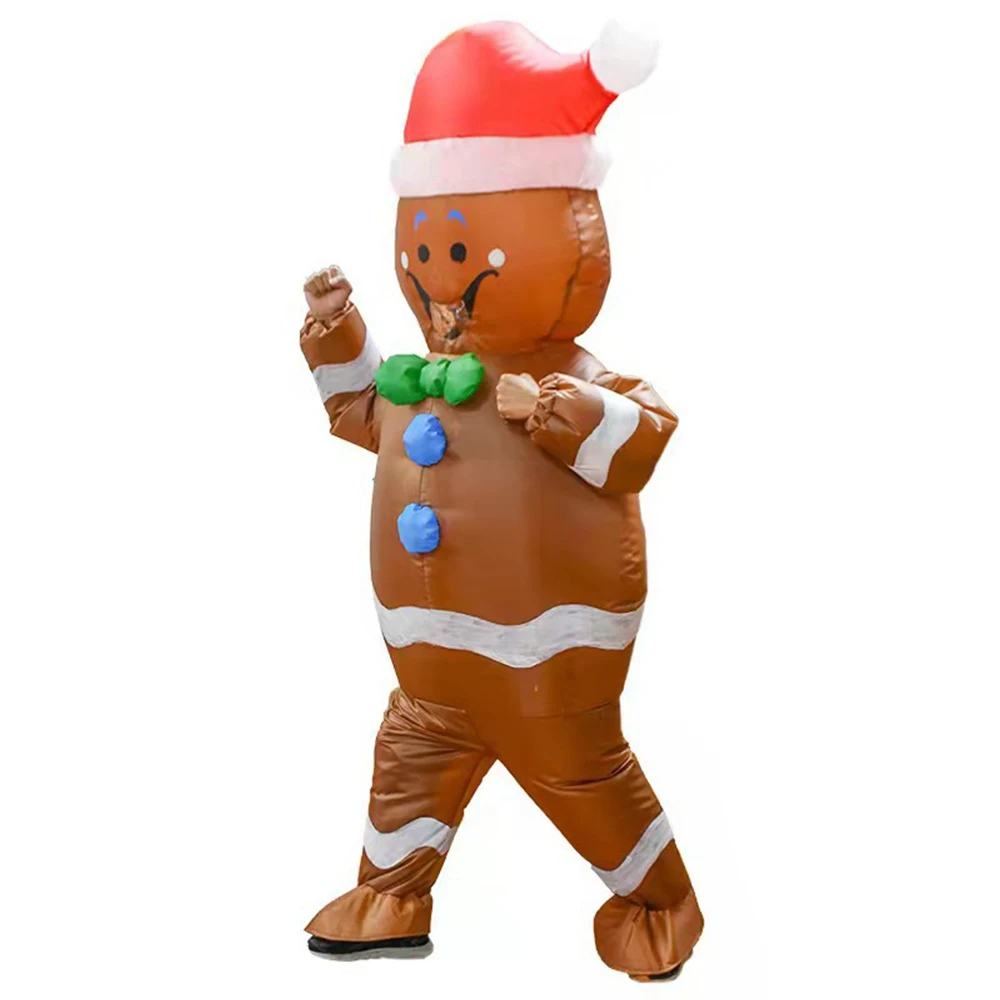 JYZCOS Gingerbread Man Cosplay Inflatable Costume Movie Cartoon Biscuit Role Play Carnival Christmas Halloween Cosplay Dress