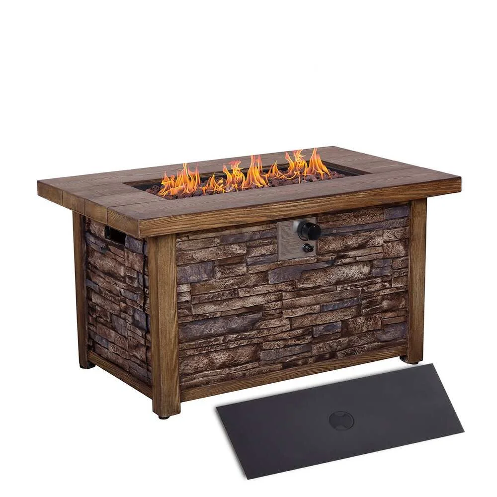 

Modern Outdoor Patio Rectangle Furniture Garden Cooking Camping Fire Pit Table with Fire Pit