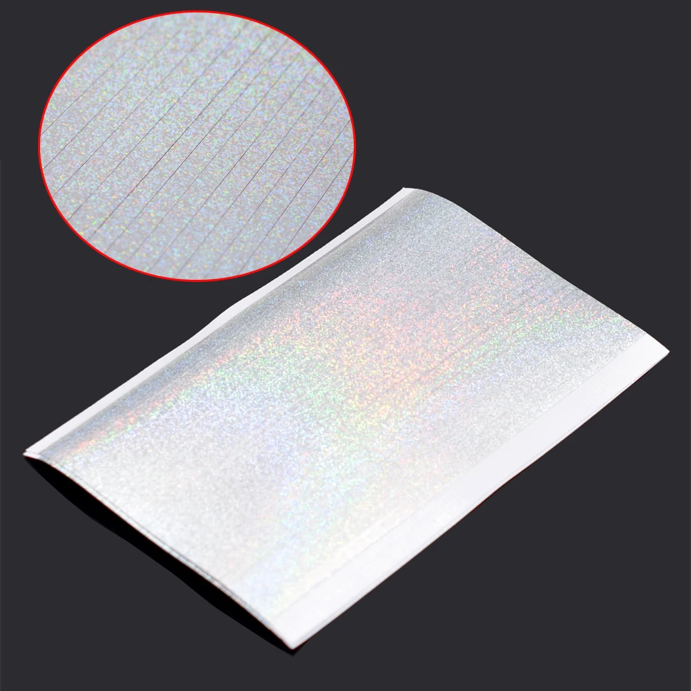 MNFT 5Pcs 12X7.3cm Holographic Fish Scale Lure Sticker Film Fly Tying Rainbow Flash Film Jig Squid Jig Lure DIY Material Lure