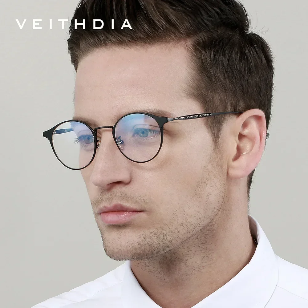 

VEITHDIA Фирменная Новинка, оправа для очков с защитой от синего луча, деловые круглые классические оптические очки против усталости для мужчин и женщин VEF8006