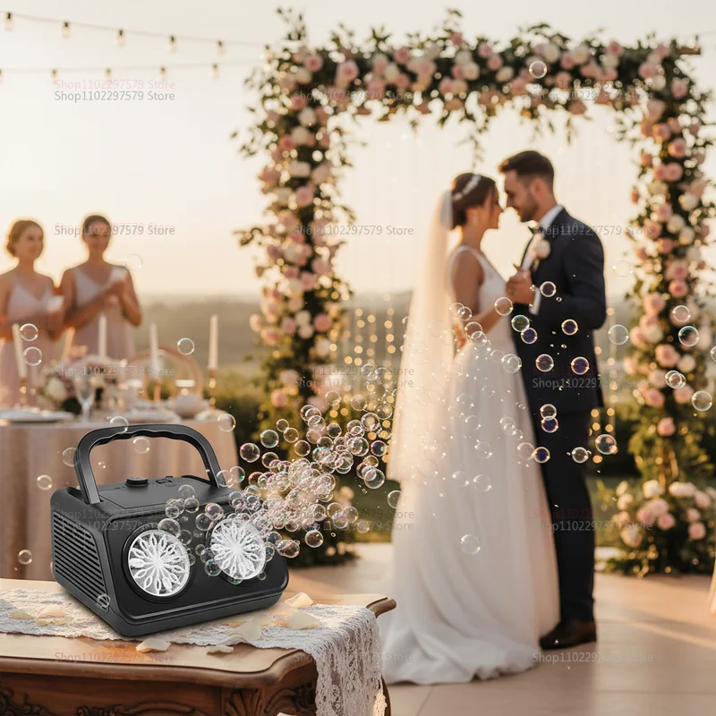 2개의 팬이 있는 자동 버블 머신 업그레이드, 분당 50000개 이상의 버블 생성, 휴대용 버블 메이커, 어린이 야외 실내 파티 장난감 선물