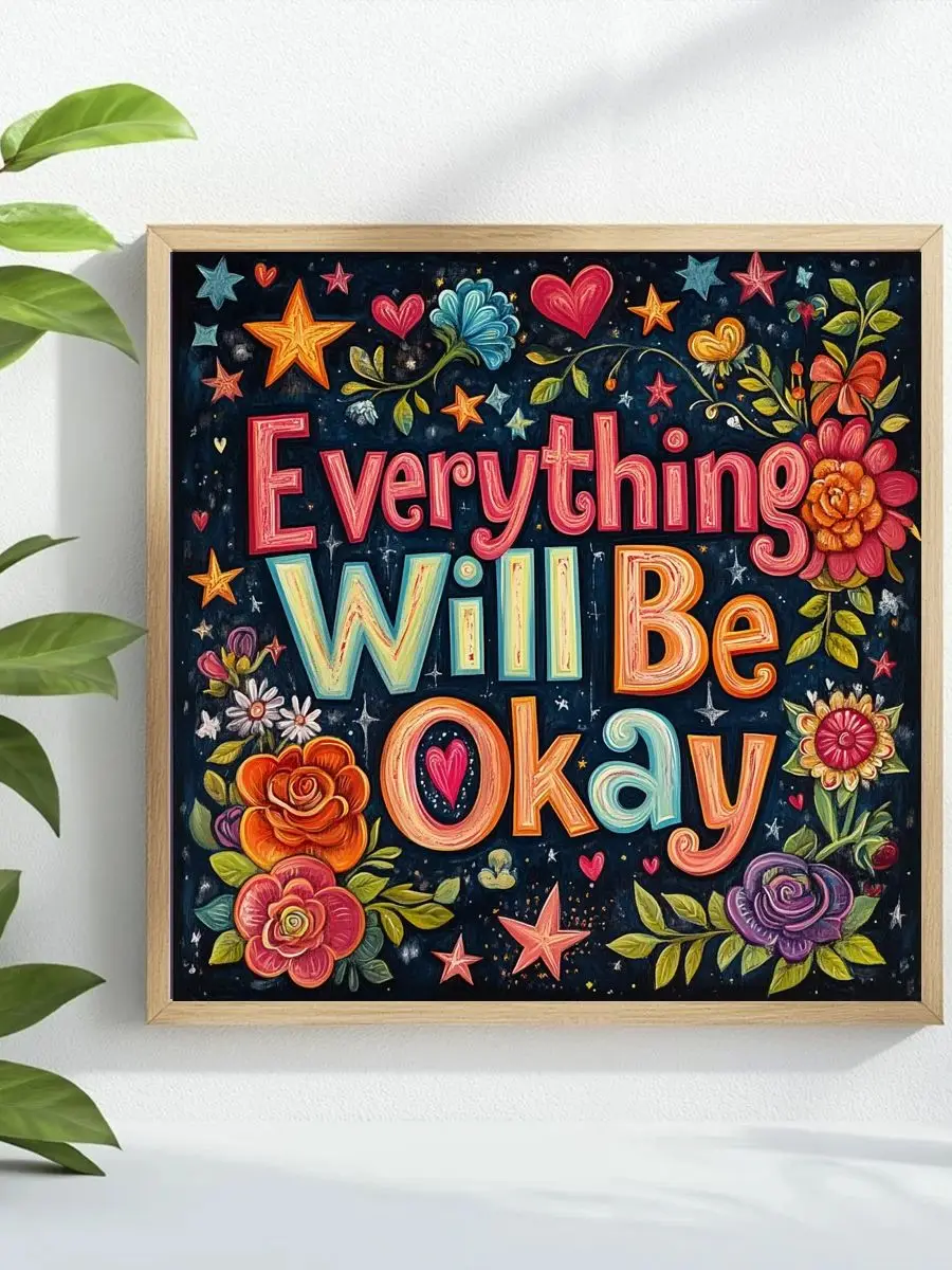 1 Stück 40X40CM/15,74 Zoll „Alles wird besser“ Kreuzstich-Set DIY-Kit 11CT/14CT Neuheit Öko-Baumwollfaden – Detail 1