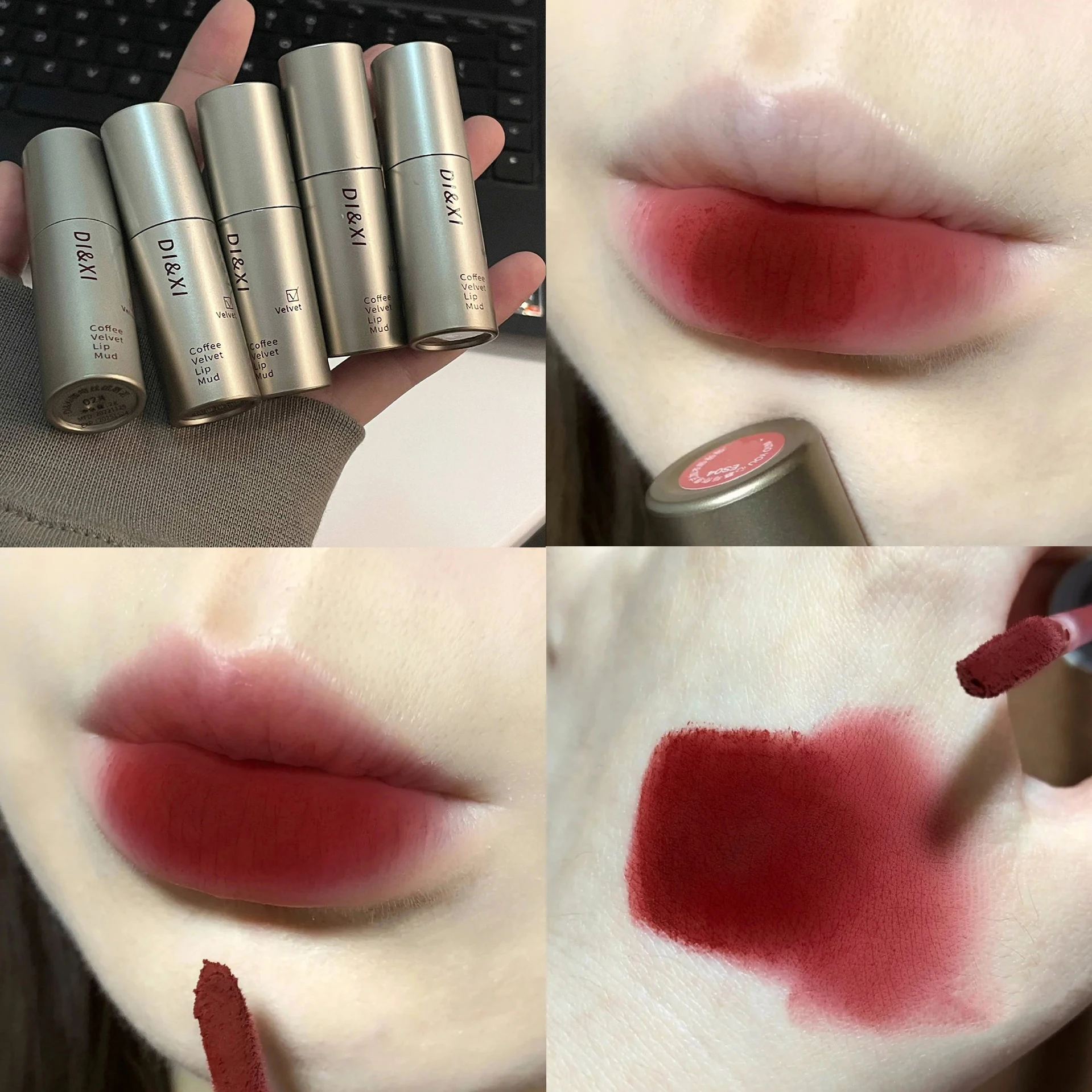 Dark Red Velvet Matte Lipstick Waterproof Long Lasting Matte Lip Glaze Lipgloss Non-Stick Cup Makeup Lip Tint Cosmetic Makeup