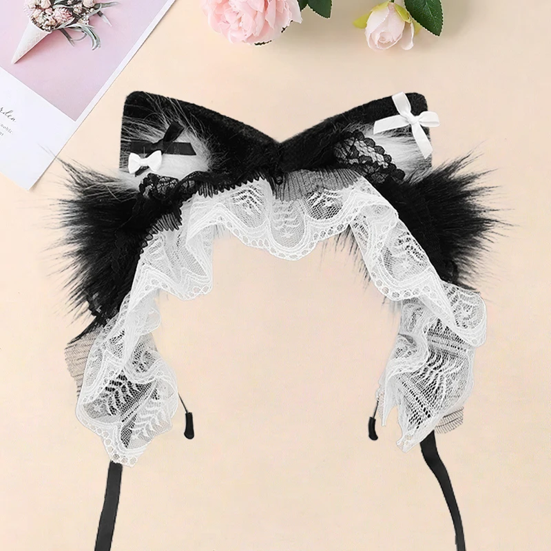 

Рождественский подарок для косплея — повязка на голову с кошачьими ушками в стиле аниме и богемной сеткой, идеально подходит для Comic Con и вечеринок