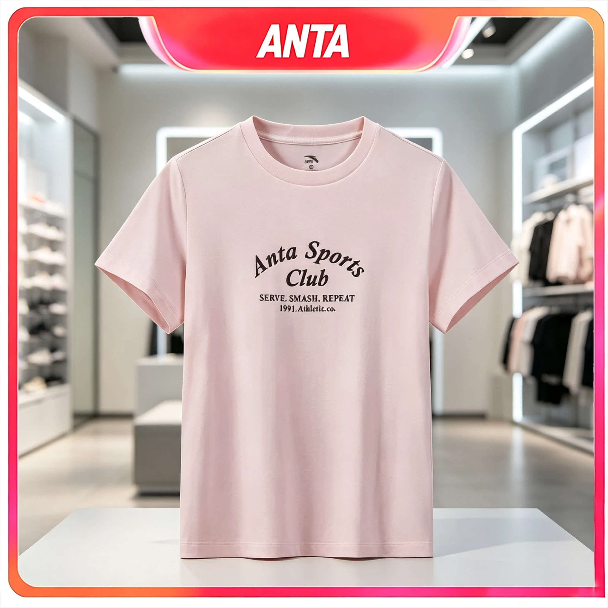 Anta Cold Brew T‑Shirt Positive Shoulder Casual Short Sleeve Women Summer New Antibacterial Sports Tee