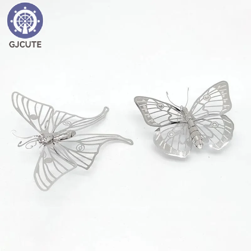 1 Set Mainan Puzzle Jigsaw untuk Anak-anak Dewasa Kupu-kupu 3D Puzzle Logam DIY Buatan Tangan Model Perakitan Serangga Hewan Kit Pemotong Laser
