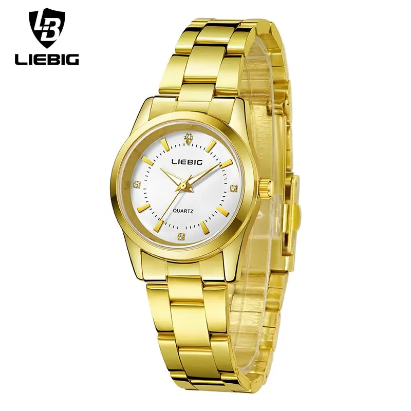 LIEBIG Romantic Style Ladies Female Wristwatch Luxury Golden Stainless Steel Watches Women Clock Montre Femme Relogio Feminino