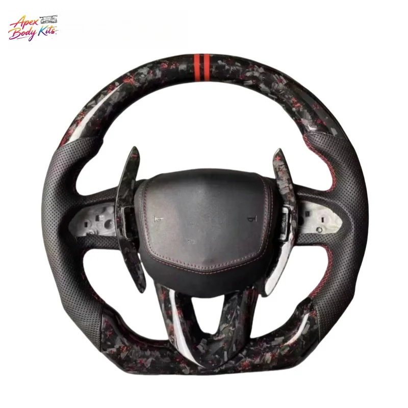For Cadillac CT4 CT5 XT4 Racing Sport Flat Bottomed Carbon Fiber for Leather Customizable Color Steering Wheel Upgrade