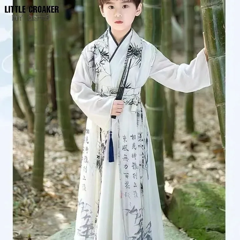 

Chinese Hanfu Dress Kids Boys and Girls Tang Han Ancient Chinese Traditional Clothing Child Halloween Cosplay Costume Outfits