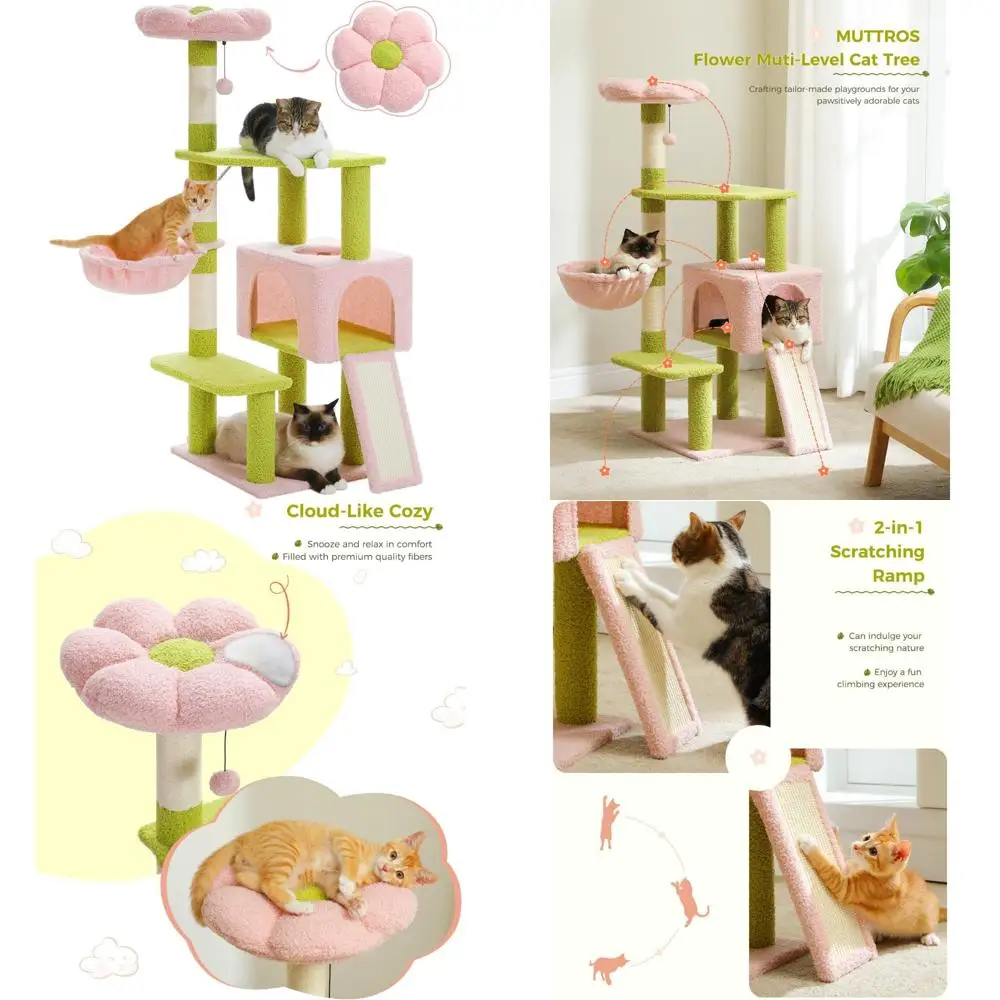 

Multi-Level Cat Tower with Sisal Scratching Posts, Cute Condo for Small to Medium Indoor Cats, Ideal for Play and Rest