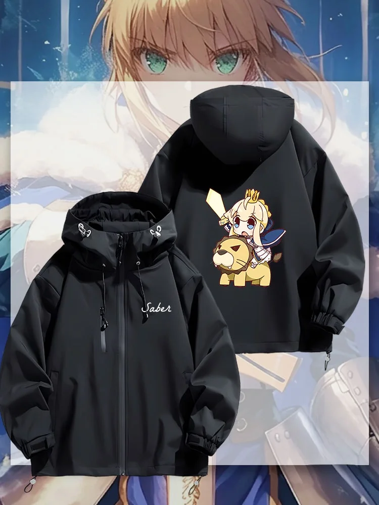 

Куртка унисекс Saber Anime Arthur King Holy Grail, водонепроницаемая, молодежная, модная, с длинными рукавами, на молнии, с капюшоном, для весны