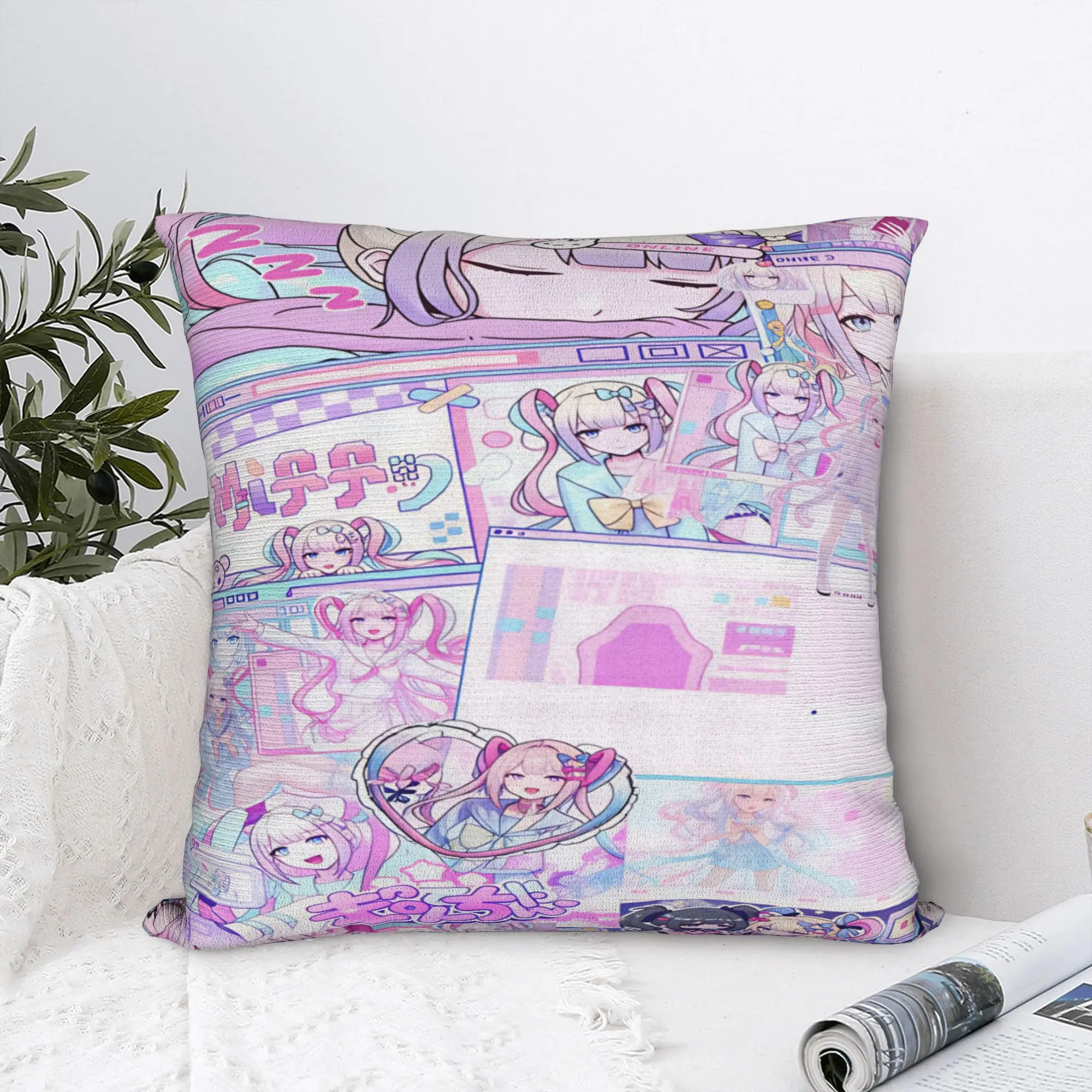 N-Needy Streamer O-Overload KAngel Pillow Cover  Square Cushion Cover Kawaii Pillow Case For Sofa Car Home Decor