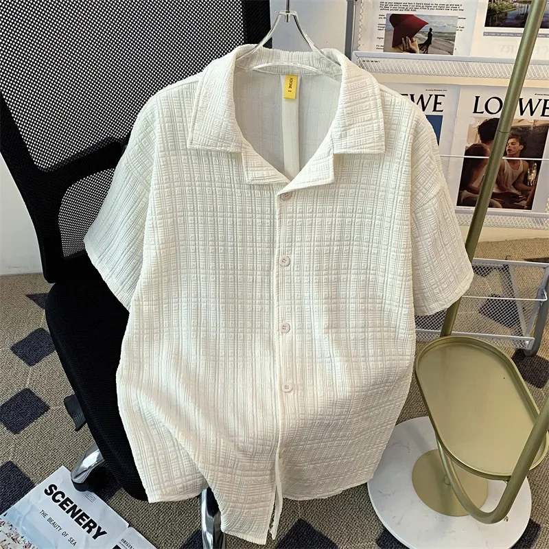 

Summer Short-sleeved Shirt Men's Trendy Brand High-end Loose Drape Niche Shirt