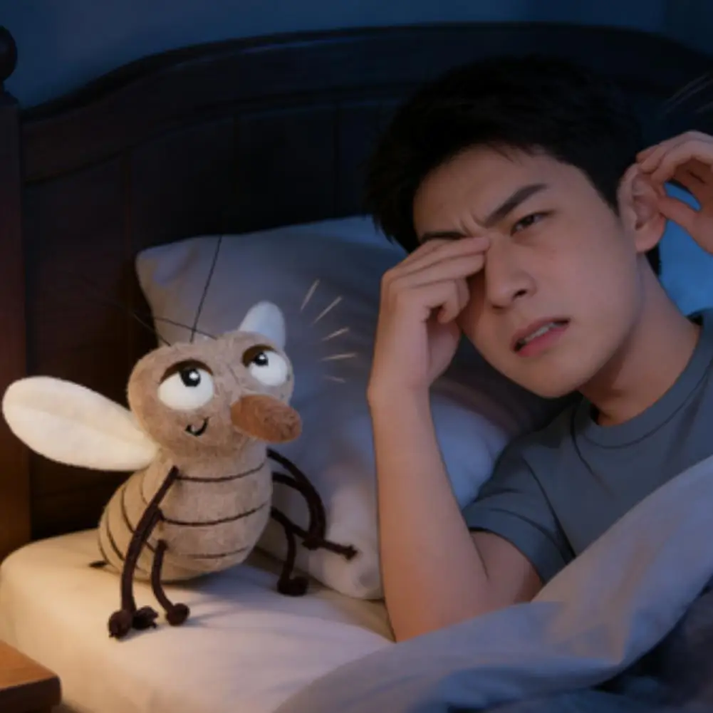 Press & Sound Mosquito Knuffel Met Realistisch Zoemend Prank Grappig Grappig Cadeau Ornament Hangende Rugzak Uniek P3V6