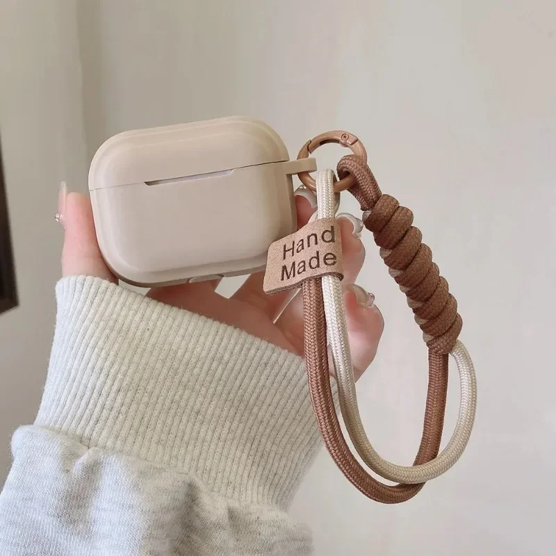 caramel color soft silicone earphone case with bracelet fall prevention couple For airpods 4 3 pro 2 bluetooth charging box case