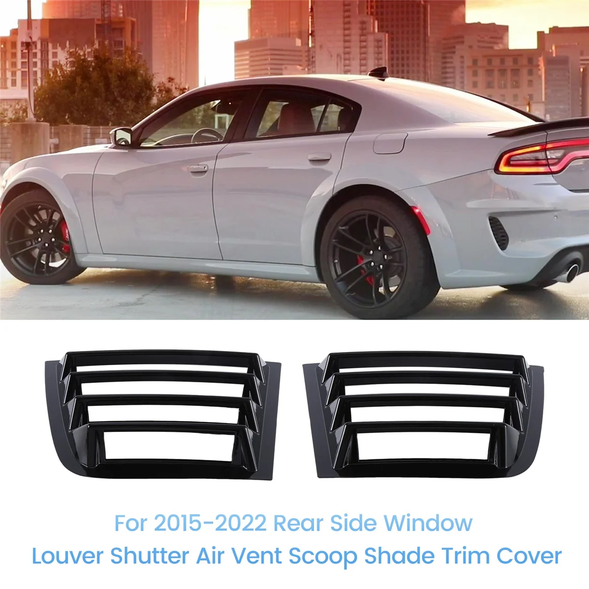 1Pair Car Rear Window Louver Shutter Trim Cover for Dodge Charger 2015-2022 Side Louver Air Vent Scoop Shade