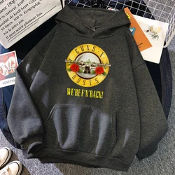 Guns N' Roses We'Re Back Retro Street Style Hoodie For Women O-Neck Pocket Pullover Fleece Hoody Breathable Pullover Woman Hoody