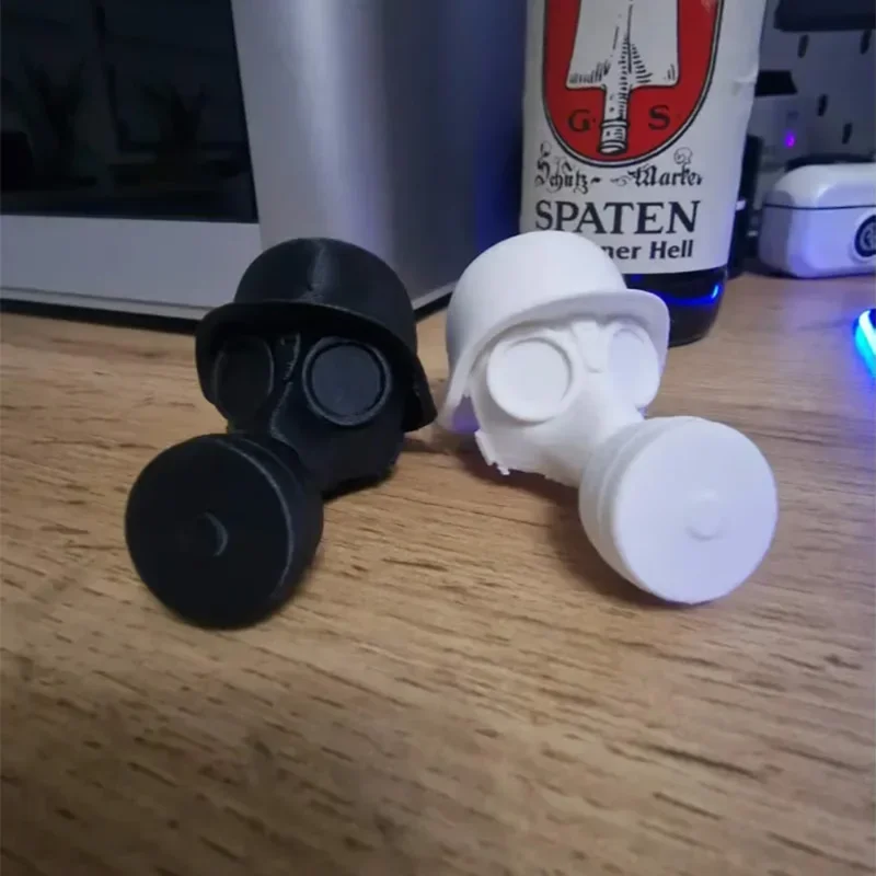 1pc 3D Printing Gas Mask Beer Bottle Topper Reusable Novelty Air-Tight Cap for Liquor Preservation & Dustproofing