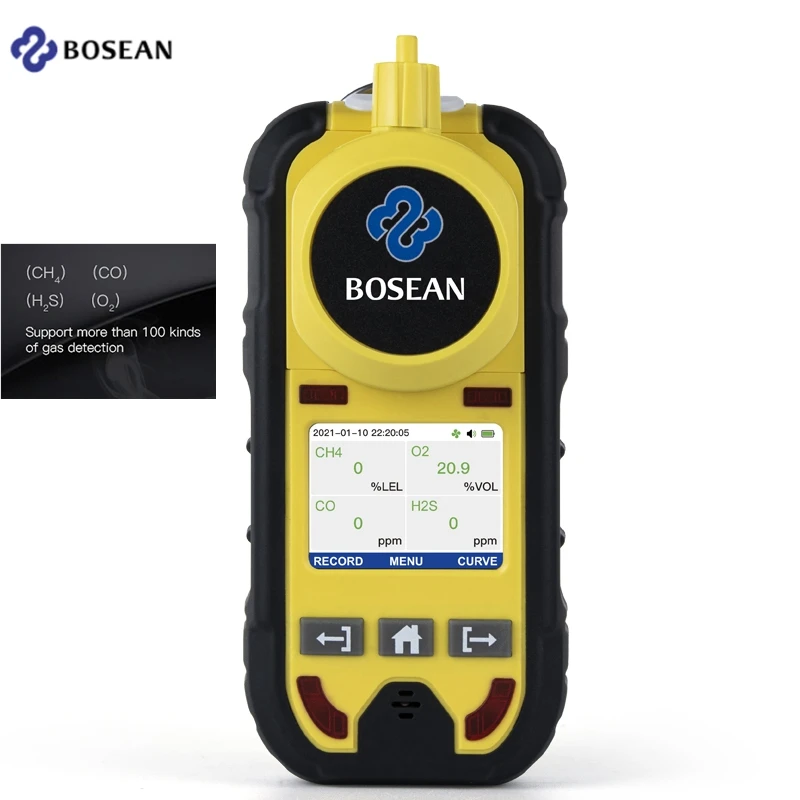Monitor de Gás da Bomba de Bosean o2 H2s co Lel Digital Lcd Detector de Gás de Oxigênio Sulfeto de Hidrogênio Monóxido de Carbono Detector de Vazamento Combustível