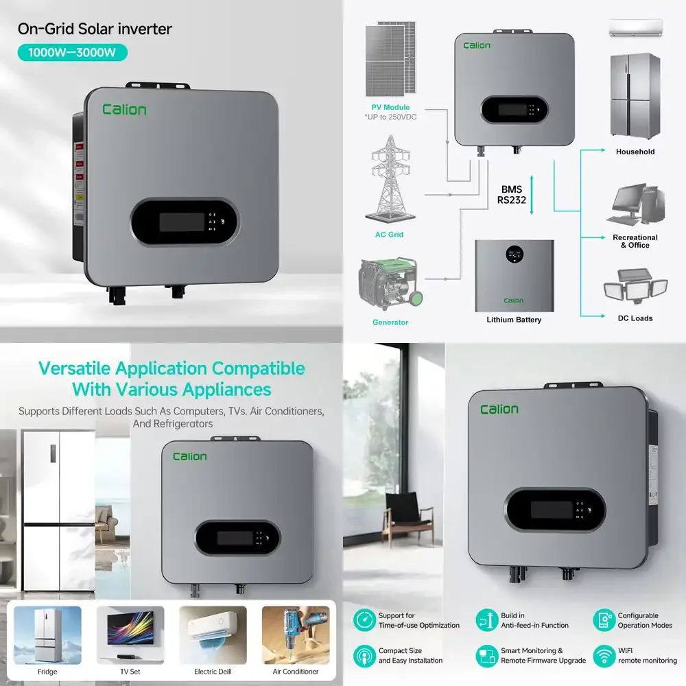 

IP66 1kW 2kW 3kW Solar Inverter for Balcony Solar Kit Plug and Play Grid Tied Inverter System Single Phase Low Voltage On