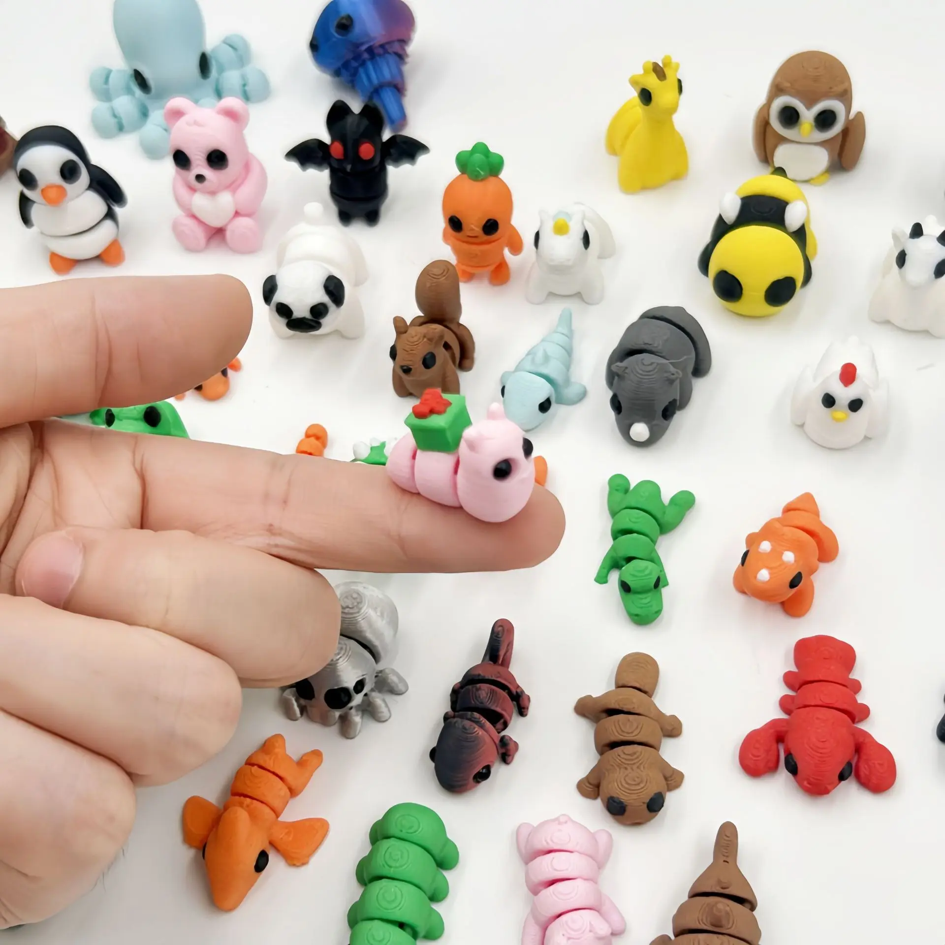 10/50 قطعة ثلاثية الأبعاد مطبوعة محاكاة اللعب نماذج للحيوانات الصغيرة زخرفة المنزل الكرتون الشكل هدية عيد ميلاد مجموعات الضغط لعبة طفل #6