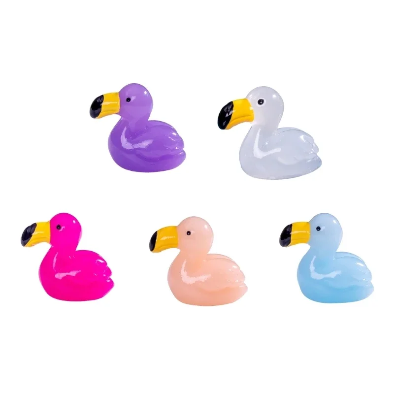 10Pcs Miniature Flamingo Duck Colorful Resins Ornaments Landscape Garden Decors Dropship