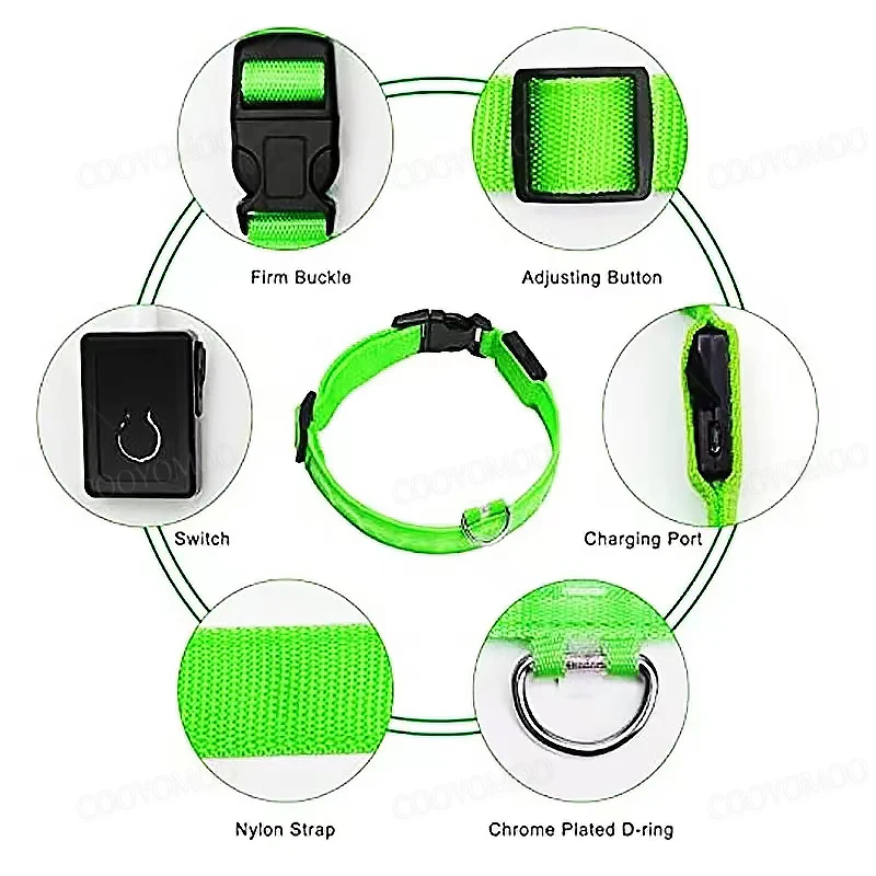 3 Modes Dog Luminous Charge Collar Led Usb Cat Dogs Collars Detachable Night Led Glow Dog Loss Prevention Collar Pet Accessories view 5