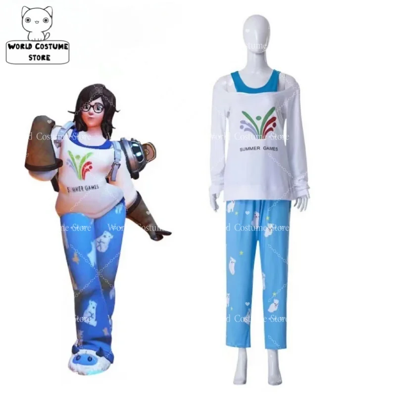 

Game Overwatch Cosplay Costume Mei Meiling Zhou Cos Clothing suits Polar Bear Long-Sleeved Cute Pajamas Full Set anime cosplay