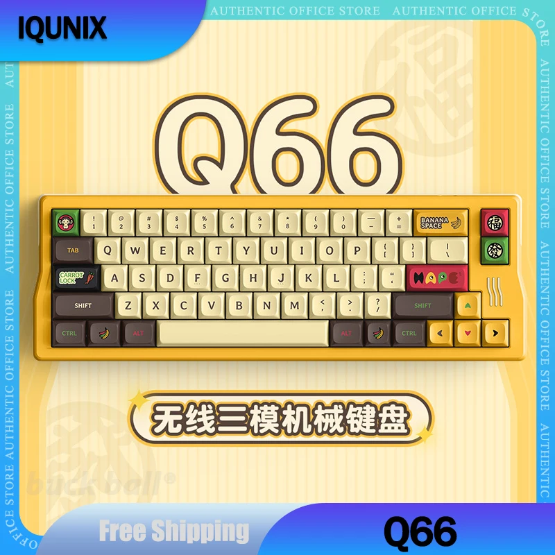 

IQUNIX Q66 Mechanical Keyboard 3 Mode USB 2.4G Bluetooth Wireless Keyboards 66Keys Keycaps ABS Hot-swap Gamer Keyboard PC Office