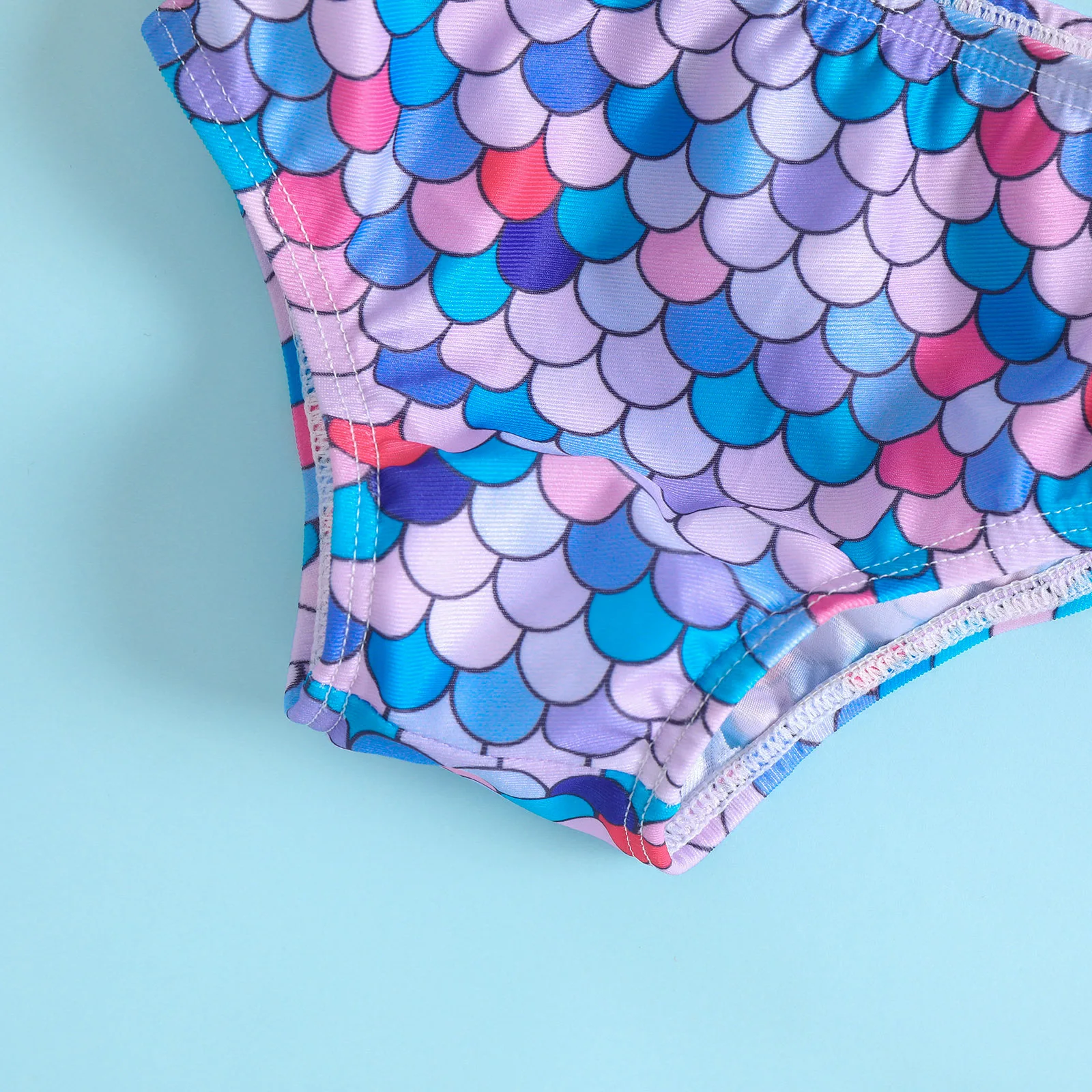 Traje de baño de dos piezas para niños y niñas, conjunto de Bikini con estampado de escamas de pez, traje de baño para niños pequeños, ropa de playa