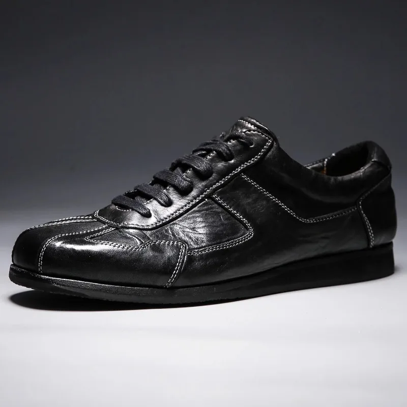 

Удобная повседневная обувь ручной работы из конской кожи, мужские винтажные тренировочные туфли из натуральной кожи, уличные модные кроссовки премиум-класса