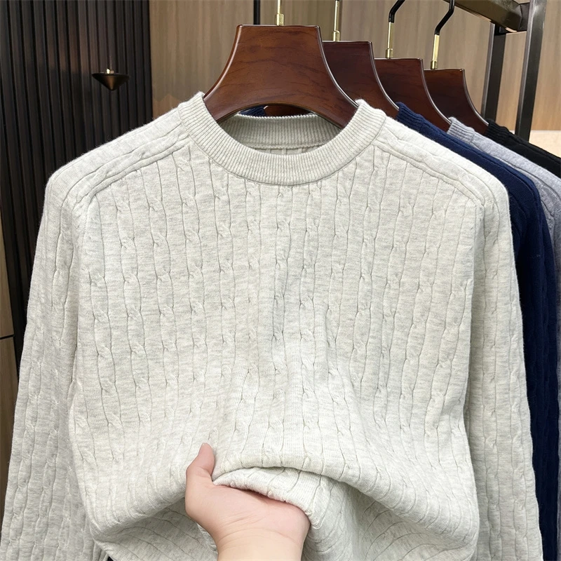 Sweaters Men's Autumn and Winter Trend Loose Bottoming with Knitwear Fried Dough Twists Lazy Style
