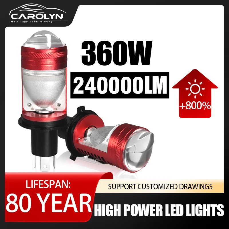 

Carolyn 1-2 pcs mini bi led projector H4 plug and play High/Low beam motorcycle headlights blub lens projector