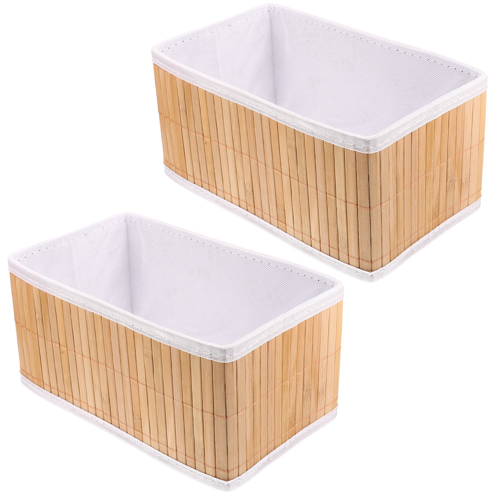 

2Pcs Bamboo Storage Baskets Woven Basket Premium Material Home Storage Foldable Desktop Organizer Reusable Easy Clean Household