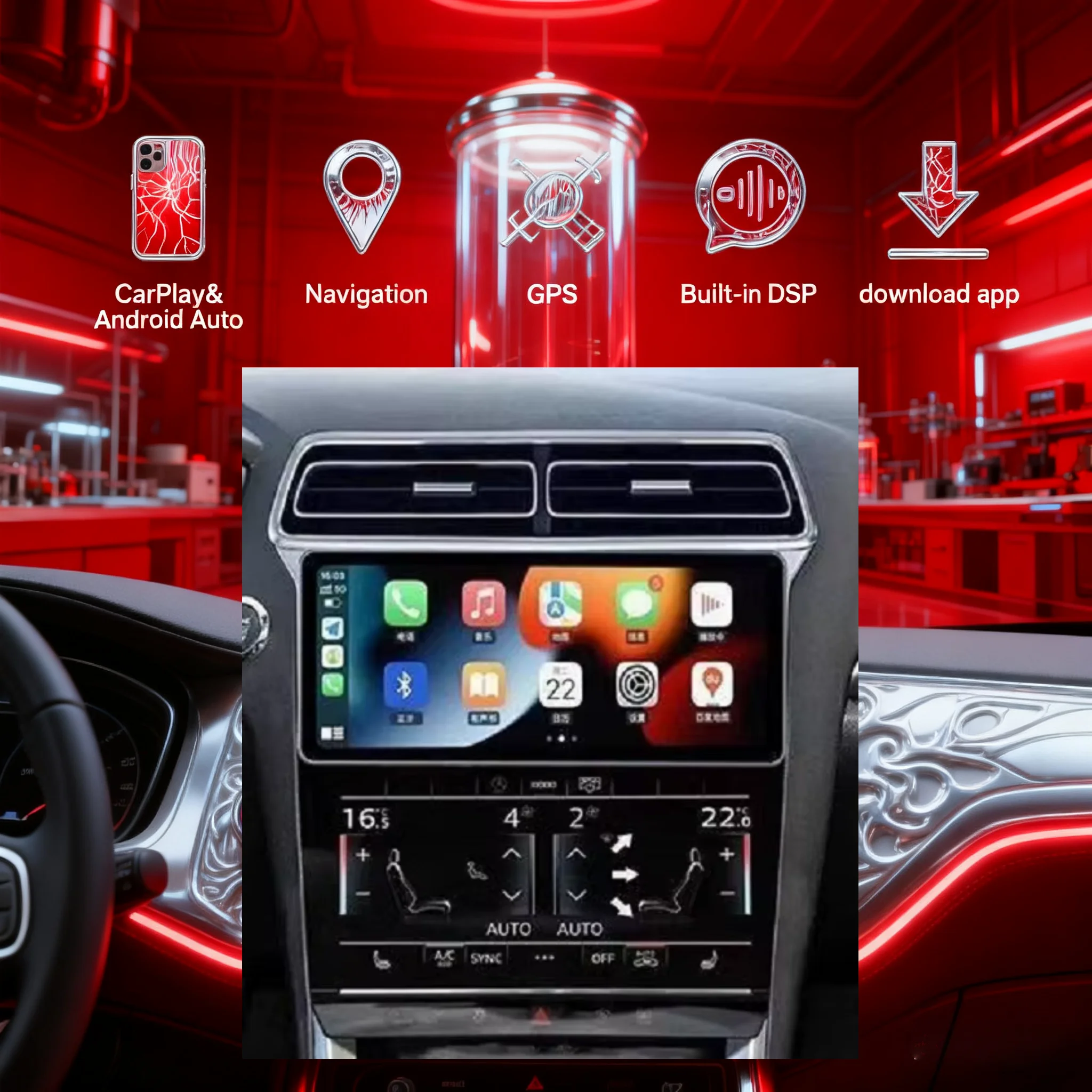 N 12.3 inch Android 14 Car Radio For Ford Mondeo Fusion MK5 2013-2018 Dual Screen Carplay Head Unit Multimedia Stereo Player