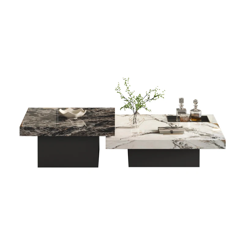 

Tea table TV cabinet combination living room home rock plate luxury stone Italian minimalist cream wind small apartment luxury