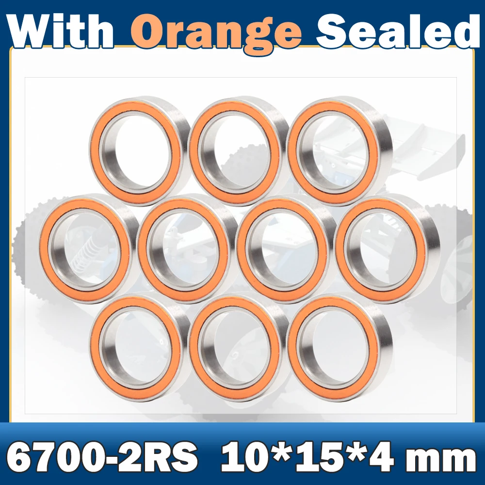 6700RS Bearing ABEC-7 ( 10 PCS ) 10*15*4 mm Thin Section 6700-2RS Ball Bearings 61700 RS 6700 2RS With Orange Sealed A-1510DD