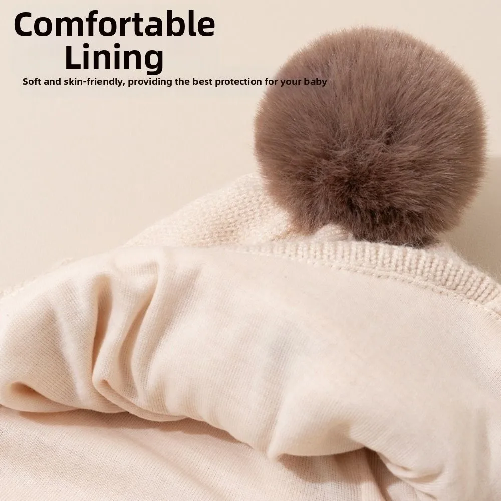 Kawaii Cartoon Beanie Caps Verdikte Pinguïn Winter Trui Hoeden Riem Ontwerp Coldproof Baby Gehoorbescherming Hoed Baby