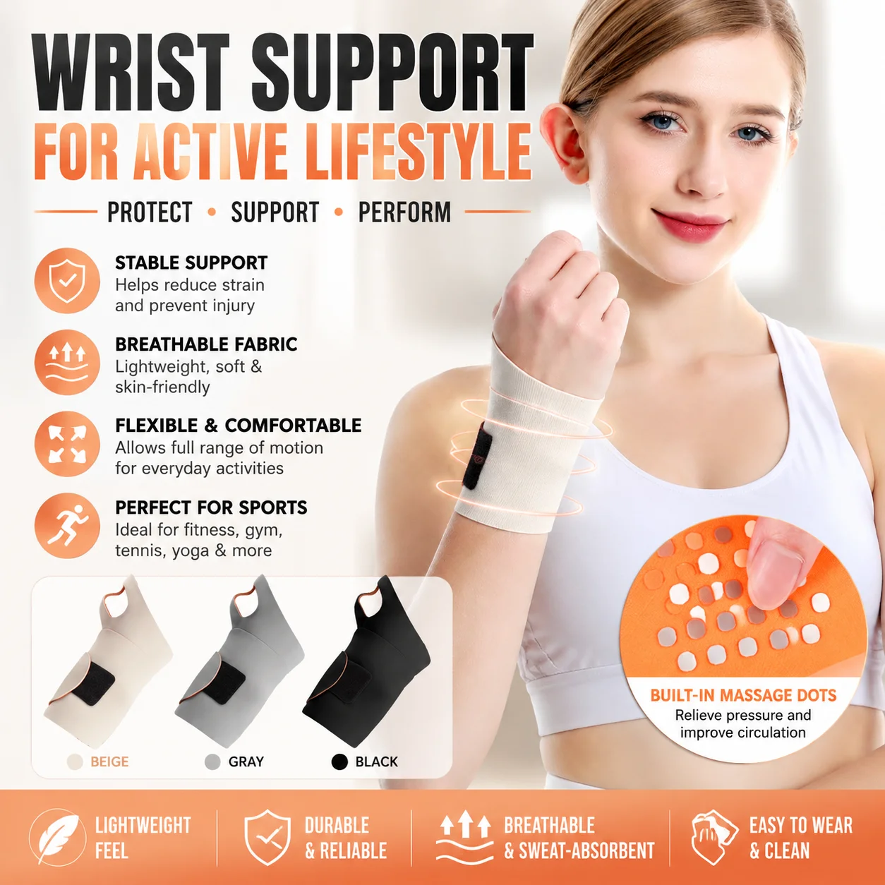 Elastic Compression Tendon Sheath 1pc of Elastic Wristband Anti Sprain Wrist Guard with Adjustable Support Breathable