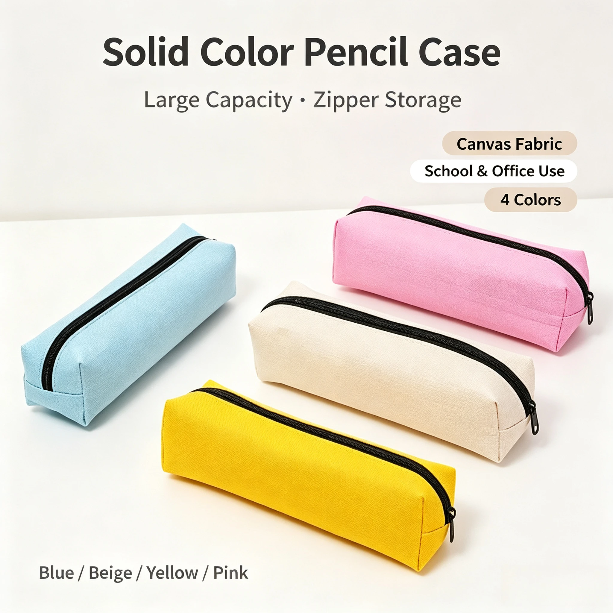 1 Pack Small Solid Color Simple Zipper Pencil Case, Mini Portable Pen Bag Stationery Organizer, Compact Pouch for School, Office, Travel, Back to School & Holiday Gifting