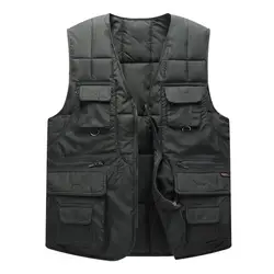 Outdoor Leisure Vest Men's Multi-Pocket Thickened Vest Jacket Outdoor Insulated Men Vest Jacket Sleeveless Winter Warm Coat
