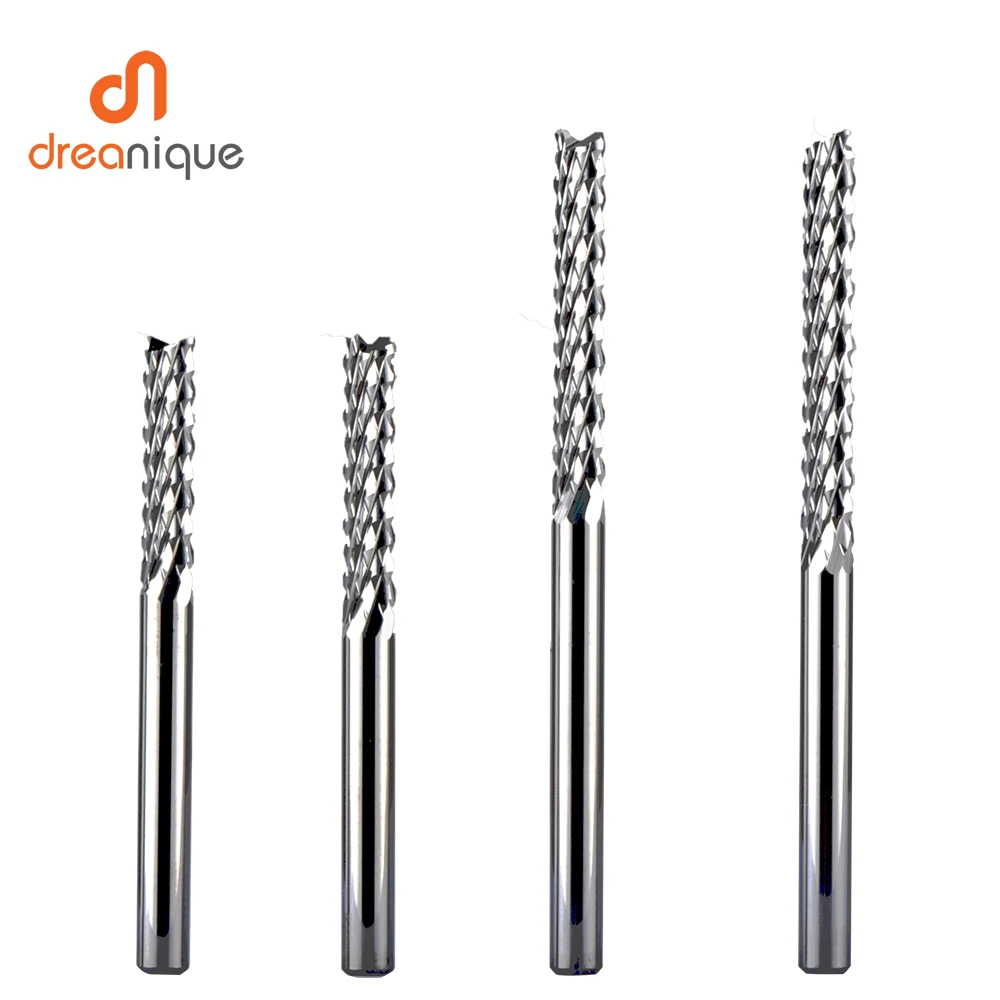 Dreanique 1pc Vollhartmetall Mais Fräser Bits 3,1mm, 4mm, 6mm, 8mm Schaftfräser Holz PCB Schneiden Fräsen Werkzeuge Carbon Faser – Detail 16