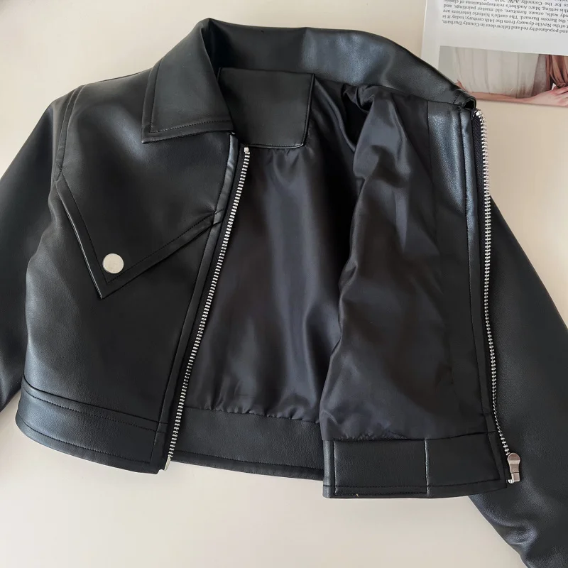 

Autumn Girls' Clothing New Style Children's Wear Elegant Baby Girl Leather Jacket Pleated Skirt Set Trendy