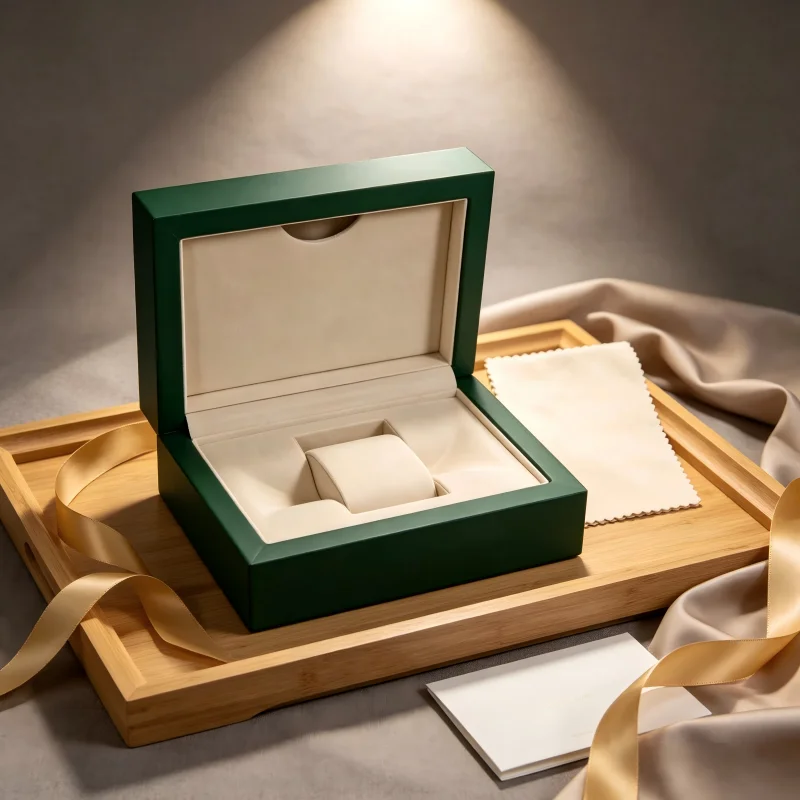 High-End Original Watch Storage Box 2026 New, Green Water Ripple Texture Luxury Watch Packaging Gift Box