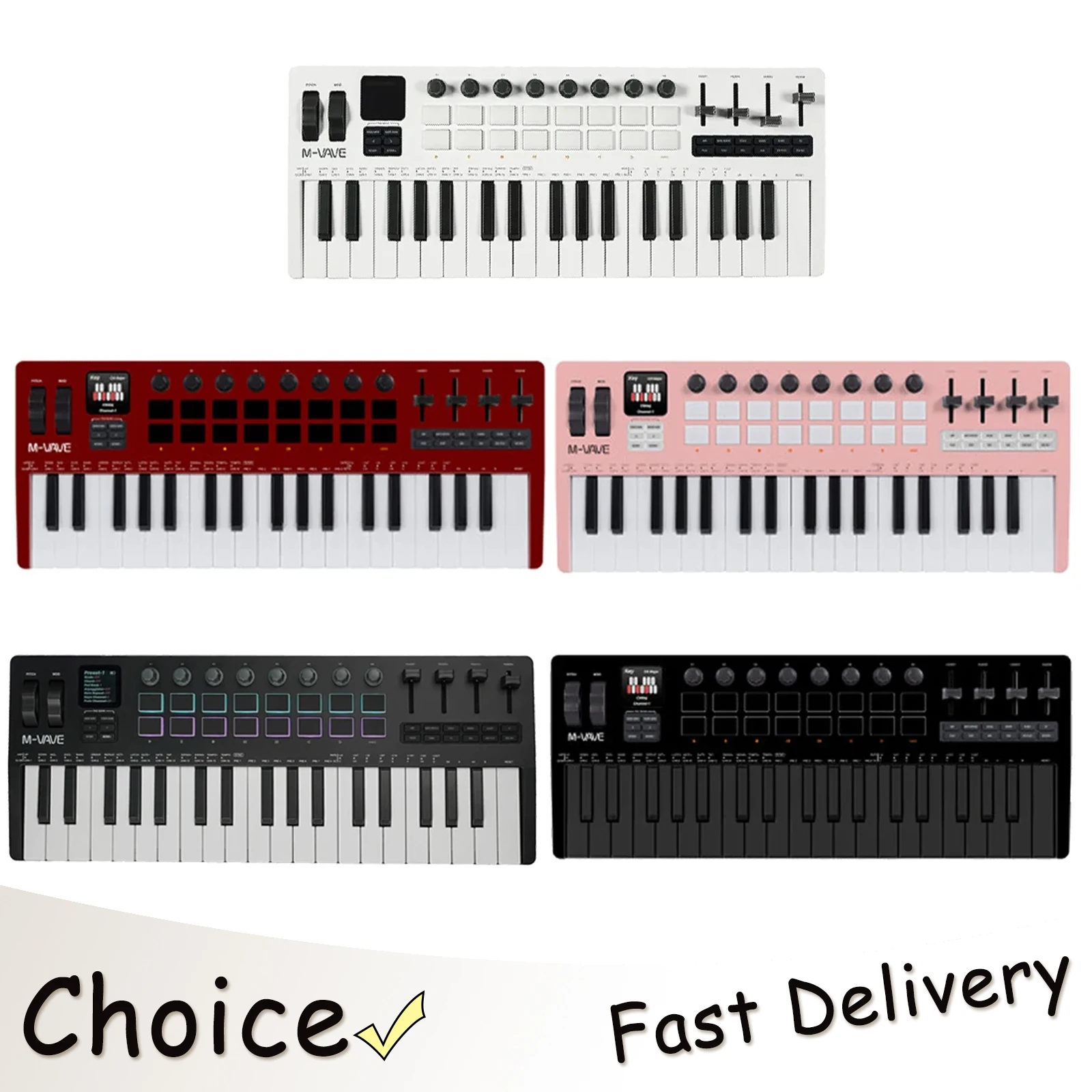 وحدة تحكم M-VAVE SMK-37 PRO 37-Key MIDI بالإضافة إلى لوحة مفاتيح مركبة مدمجة محمولة رقمية 16 وسادات RGB 8 مقابض وحدة تحكم MIDI