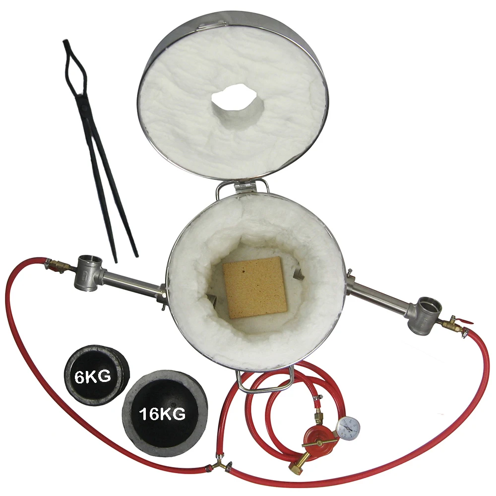 LSMIITTH 16 كجم/35.27LBS فرن صهر المعادن البروبان مع 2 وعاء إعادة تدوير خردة معدنية مناسبة وصب المعادن الثمينة