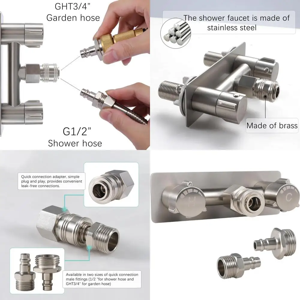 

4-х внешний смеситель для душа на колесах с быстроразъемным соединением, отделка из матового никеля