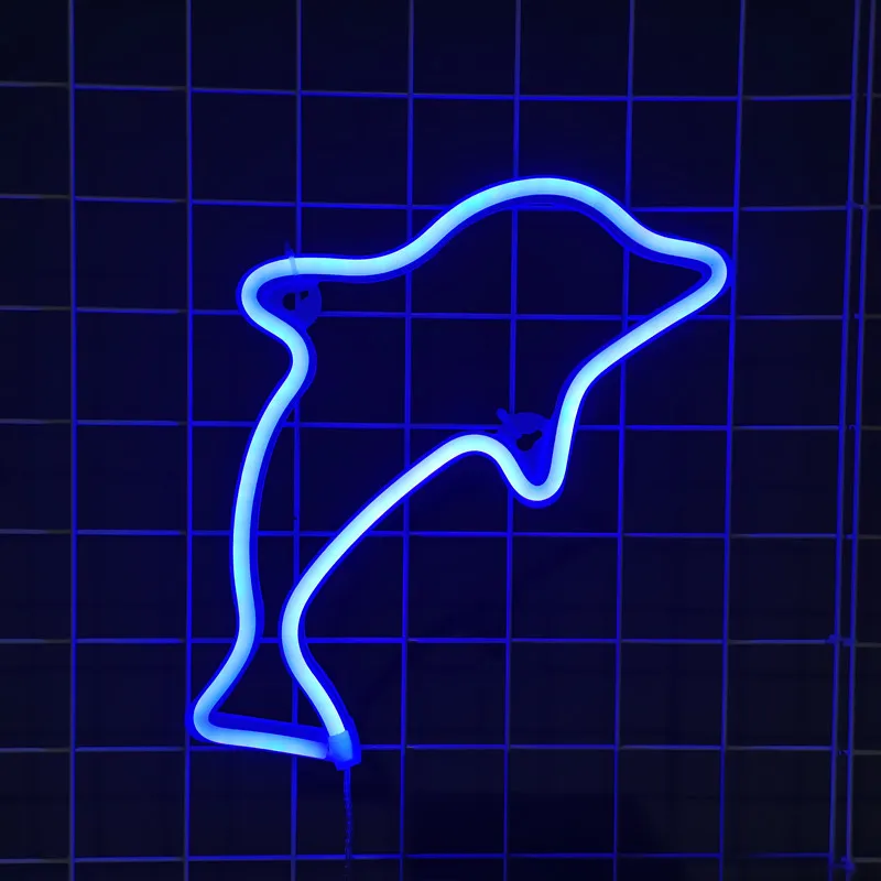 LED Dolphin Neon Sign Lights For bedroom Wall Originality Battery USB Night Lamp Birthday Gifts Home Christmas Party Room  Decor